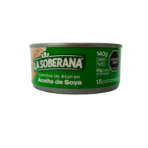 Lomitos de atún en aceite de soya la Soberana x 140g